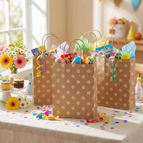 Gaveposer papirbæreposer prikker 18×22cm 50 stk | Floristik24.no