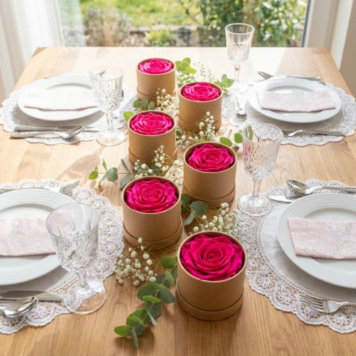 gjenstander Konserverte rosedekorasjoner, ekte blomster til borddekorasjon, unike og bærekraftige blomster, 5 cm, 6 stk.