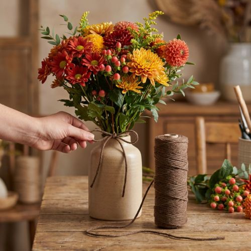 Veketråd, ullsnor, brun, 55 m dekorativ snor for blomsterdekorasjon og håndverk | Floristik24.no