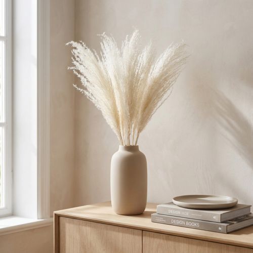Tørkede blomster, sølvgress. Elegant naturlig dekorasjon for hjem og kontor. 70 cm, 10 stk. | Floristik24.no