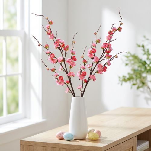 Kirsebærblomst gren Dekorasjon Kunstig gren Mørk Rosa 96cm 2stk | Floristik24.no