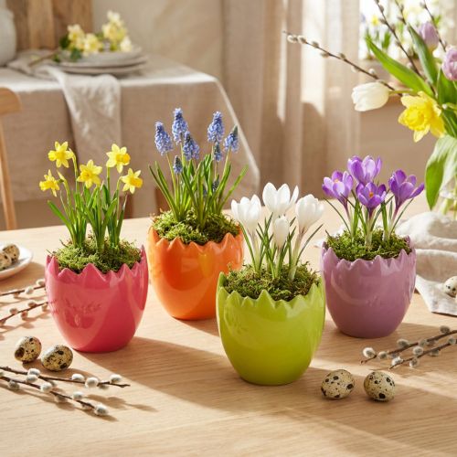 gjenstander Mini Blomsterpotte Påskeegg Fargerike Egg Vaser Pastell 8,5cm 4 Stk
