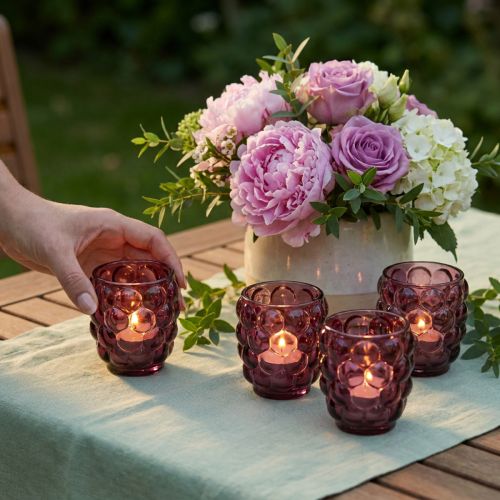 Telysholder i glass, dekorativ, Ø9 cm, H9,5 cm, 4 stk. | Floristik24.no