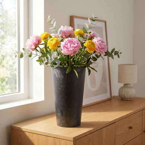 Gulvvase sort vase plast antrasitt Ø17,5cm H28cm | Floristik24.no