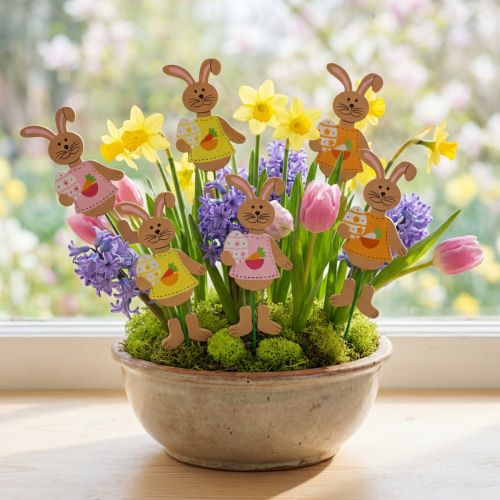 Påskeplugg kaniner med egg 12cm L29cm 15 stk | Floristik24.no