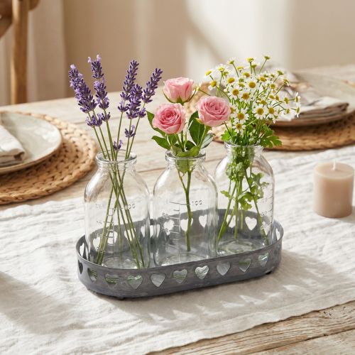 gjenstander Flaskedekorasjon glass minivaser brett metall rundt Ø11,5 cm