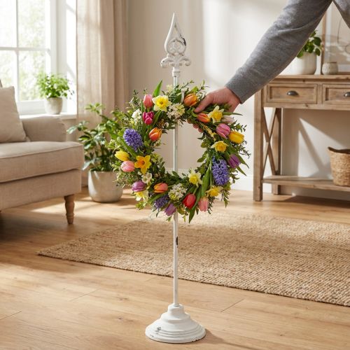 Kransholder hvit shabby chic kransstativ 1 krok H76cm | Floristik24.no