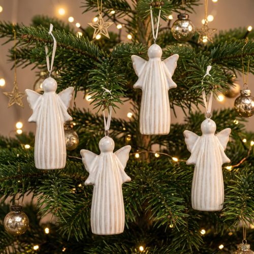 gjenstander Engleanheng dekorativ figur til å henge på juletreet 8 cm 4 stk