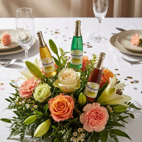 Plugg champagneflasker brun, grønn, gul 7,5 cm L28,5 cm 10 stk. | Floristik24.no