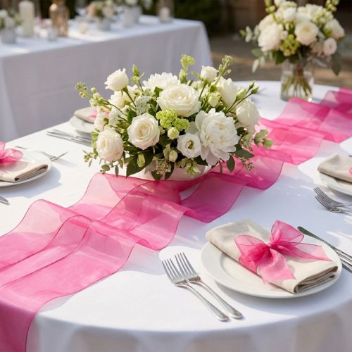 Organza bånd gavebånd rosa bånd selvkant 40mm 50m | Floristik24.no