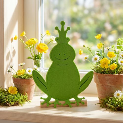 Frog King Filt Tre Grønn 20cm x 27,5cm sommerdekorasjon | Floristik24.no