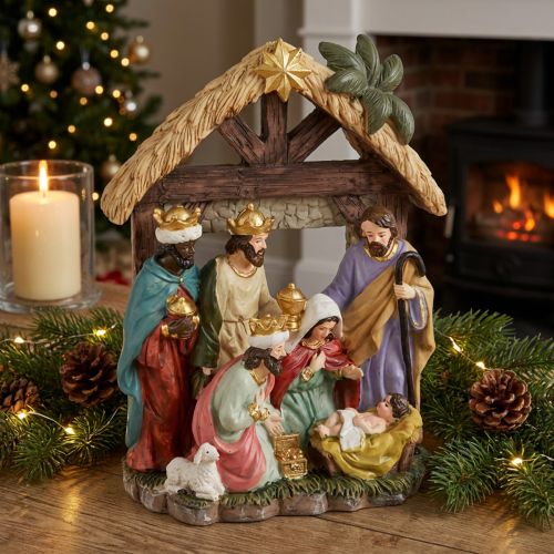 Julekrybbe med figurer Julekrybbe 15,5×7×20cm | Floristik24.no