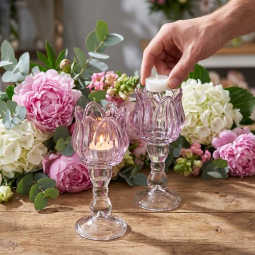 Tulipan telysholder, glass,