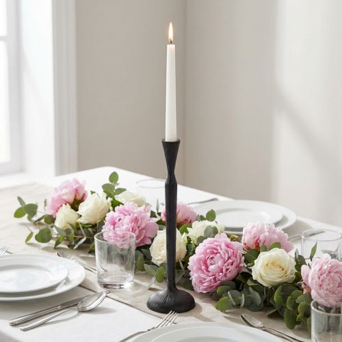 Lysestake Sort Metall Lysestake Ø12cm H46cm | Floristik24.no