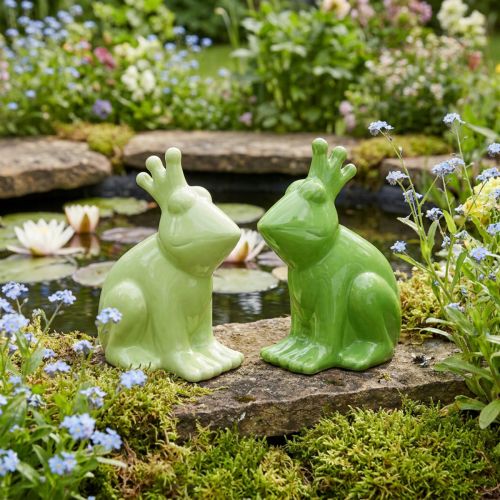 Dekorativ froskekeramikk, froskeprinspar sommerdekorasjon 13×8×16cm 2stk | Floristik24.no
