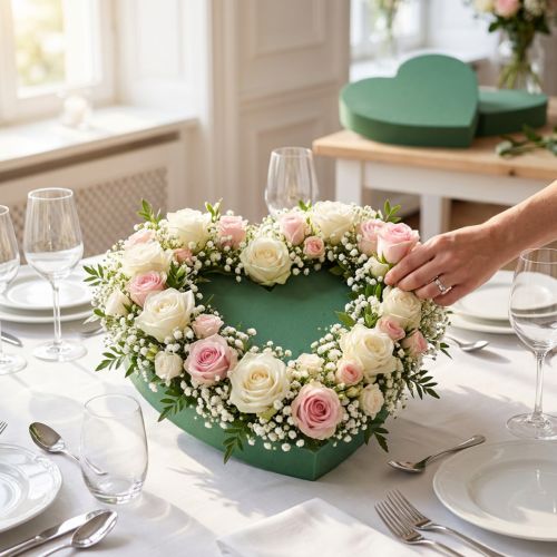 gjenstander Romantisk blomsterskumhjerte 30 cm blomsterskum grønt 2 stk