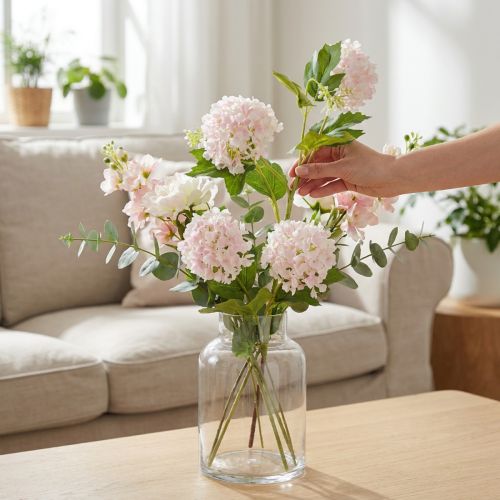 Snøballplante Kunstige blomster Rosa Hvit L78cm 2stk | Floristik24.no