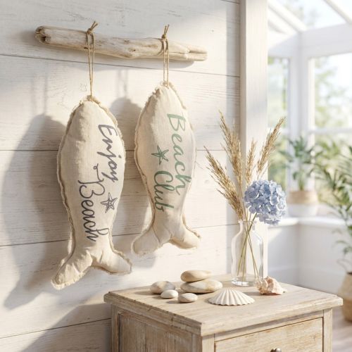 Maritim pyntefisk til oppheng av stoff 34×14,5cm 2stk | Floristik24.no