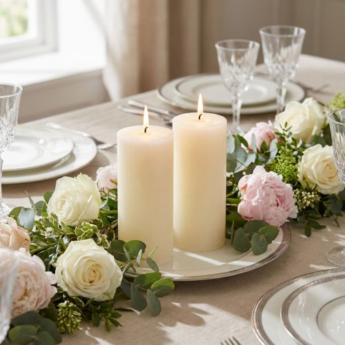 Elegante kremhvite kubbelys til festlig dekorasjon, 85 × 200 mm, sett med 2 | Floristik24.no