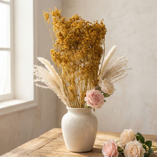 gjenstander Tørket blomsterbukett med dill og delikate blomster for romantisk vintagedekorasjon 55 cm