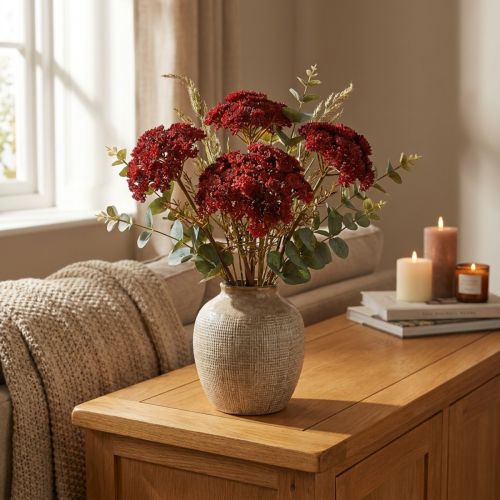 Kunstige ryllikblomster røde Achillea kunstige H30cm 6 stk | Floristik24.no