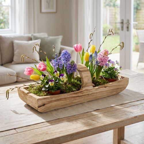 Trekurv med håndtak, Paulownia-tre, 56 × 16 cm H16 cm | Floristik24.no