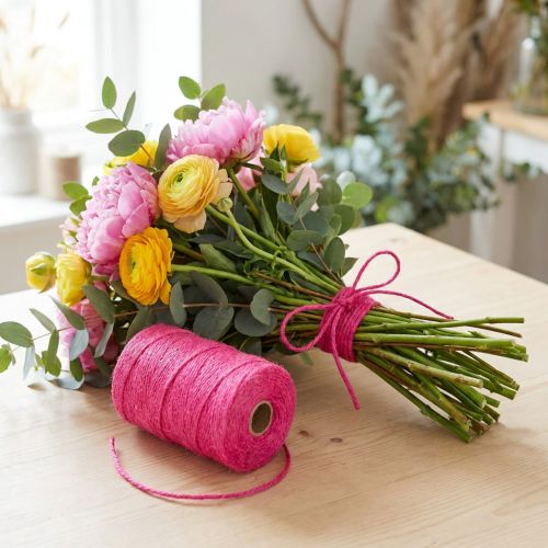 Jutebånd jutesnor bånd jute fuchsia Ø2mm 200m | Floristik24.no