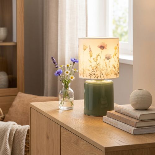 LED-bordlampe med blomstermønster for stilig stuebelysning, 23 cm | Floristik24.no