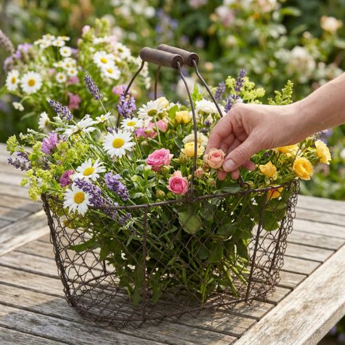 Trådkurv oval med håndtak 27x16,5cm H13,5cm brun | Floristik24.no