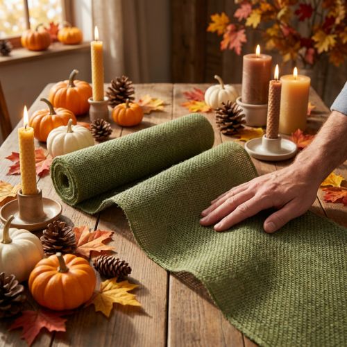 Bordløper jute jute tape bordtape olivengrønn B15cm L10m | Floristik24.no