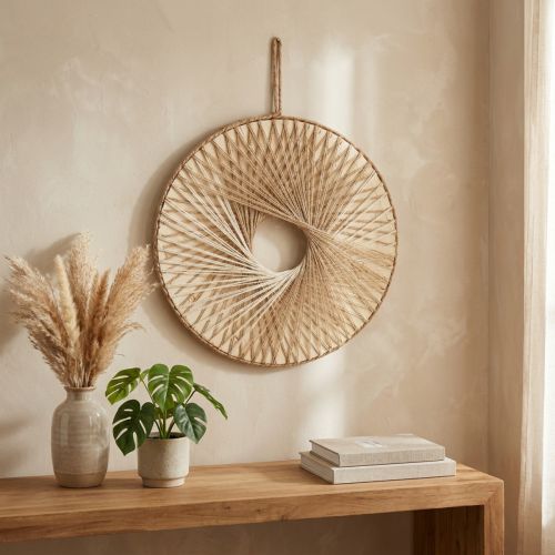 gjenstander Boho veggdekorasjon trering naturlig hamp Ø40cm