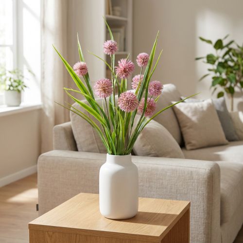 Kunstige blomster ball blomst allium prydløk kunstig rosa 45cm | Floristik24.no