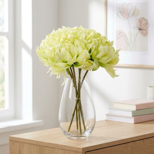Bukett med krysantemum kunstig krem, gul 28cm 6stk | Floristik24.no
