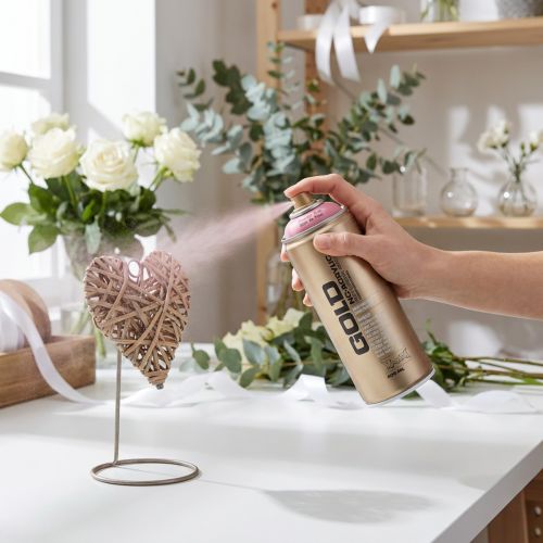 gjenstander Akrylpulverspraymaling rosa Montana gull 400ml