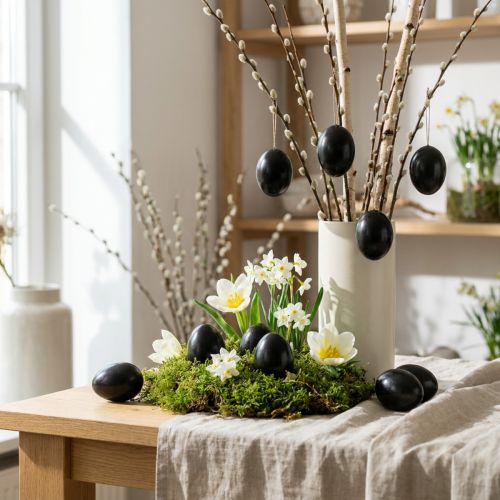 gjenstander Gåseegg Sort Utblåste egg Påskepynt 10 stk