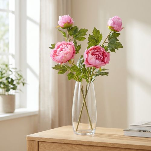 Kunstige Roser Peoner Kunstige i Rosa L80cm 2stk | Floristik24.no
