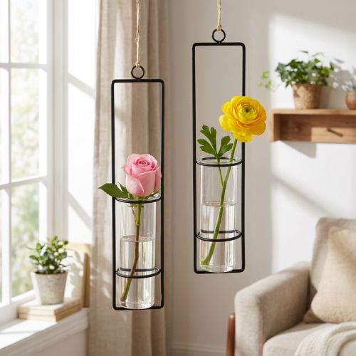 Reagensrørdekor for oppheng av minivaser glass Ø6cm 32cm 2stk | Floristik24.no