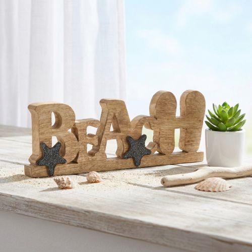 Stativ skrift "Beach" maritim dekorasjon tre 35×12cm | Floristik24.no