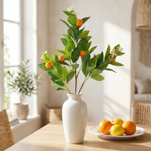 Dekorativ oransje gren og blomster Kunstig oransje gren 78cm | Floristik24.no