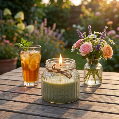 Duftlys i glass Citronella lys olivengrønn H11,5cm | Floristik24.no