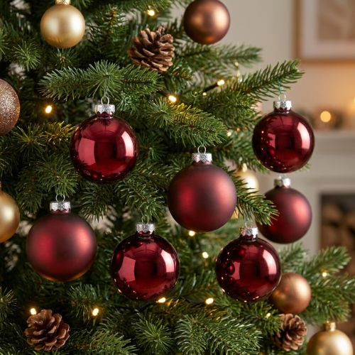 Julekuleglass Ø4cm Bordeauxmix 24 stk | Floristik24.no