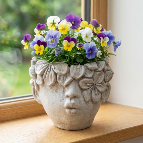 Plantehode blomsterpotte betong utseende jentehode H13,5cm | Floristik24.no