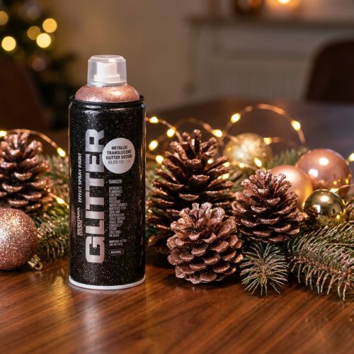gjenstander Glitterspray, roségull, gullspray, metallisk maling, Montana Cans 400ml