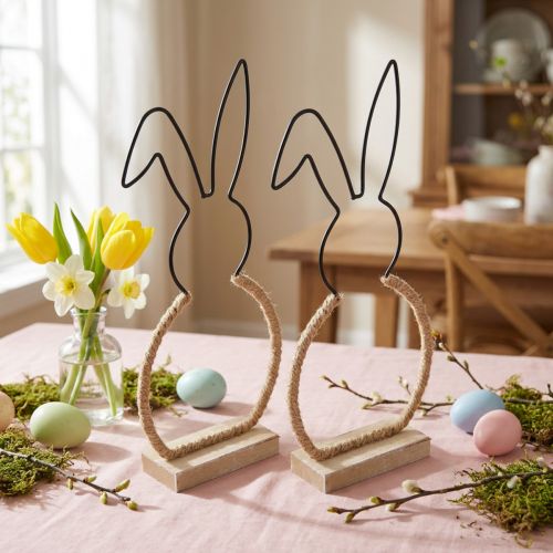 Påskehare borddekor påsketråd boho dekorasjon 24cm 2stk | Floristik24.no