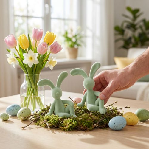 Dekorativ påskeharefigur for stilig hjemmedekorasjon og påske, 22 cm, 2 stk. | Floristik24.no