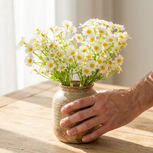 Kunstig kamille som blomsterbukett for naturlig og lettstelt dekorasjon, 28 cm, 3 stk. | Floristik24.no