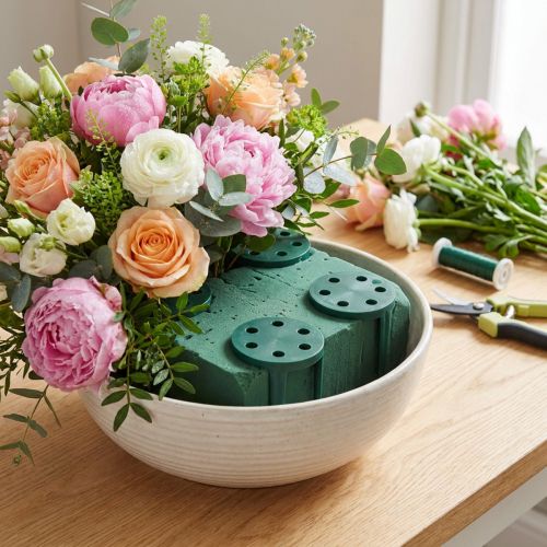 Pinholder blomsteroppsatsholder for blomsterskum grønn 3cm 50 stk | Floristik24.no