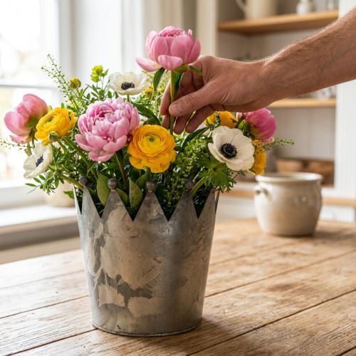 Deco krone antikk utseende grå metalldekor Ø17,5cm H17,5cm | Floristik24.no