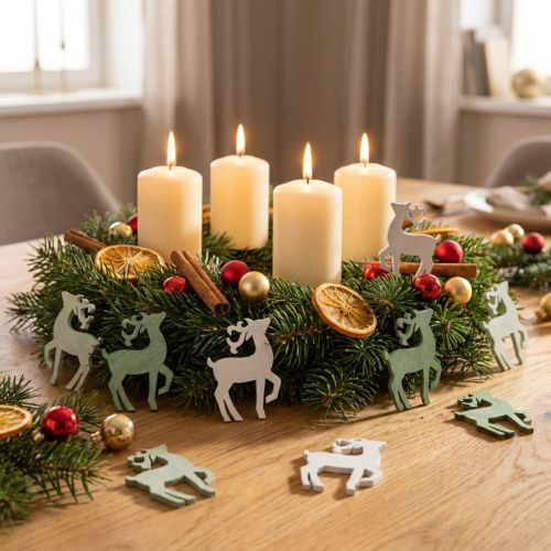 Strødekorasjon juleved rådyrgrønn 4×3cm 72 stk | Floristik24.no