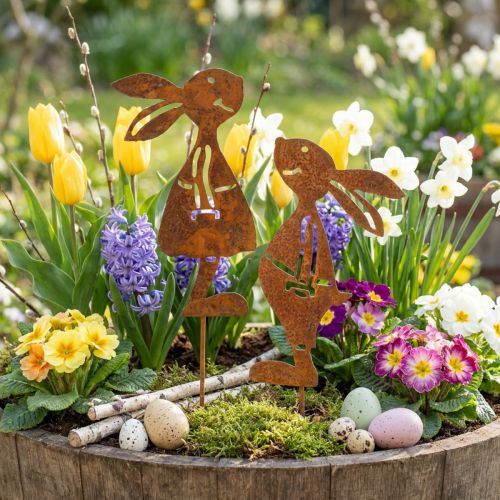 Hagedekor rust kanin dekorativ plugg påske 8×16cm 2stk (1par) | Floristik24.no